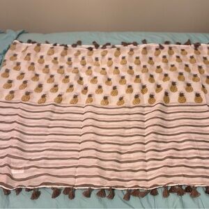 LOFT Pineapple Patterned scarf- Cream and Brown